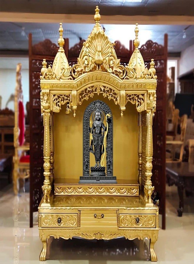 BLADESMITH 3D Ram Lalla Murti- Ayodha Mandir Shree Ram Lalla Idol Showpiece for Home Décor I House Mandir, Decoration & Temple (Black & Golden) 6INCH - Image 3